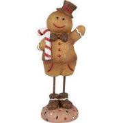Clayre & Eef Kerstdecoratie Beeld Gingerbread man Bruin Polyresin