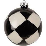Clayre & Eef Kerstbal Zwart Wit Glas