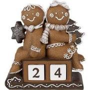 Clayre & Eef Kerstdecoratie Beeld Gingerbread man Bruin Kunststof