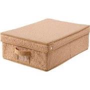 Opbergdoos met deksel van bouclé-stof in beige - L31,5 cm