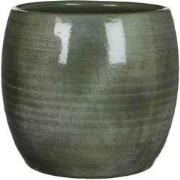 Mica Decorations Lester Ronde Bloempot - H26xØ28 cm - Terra - Groen