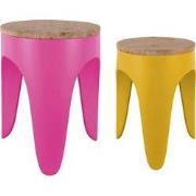 Leitmotiv - Kruk Set Double Funky - Bright pink & bright yellow