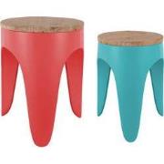 Leitmotiv - Kruk Set Double Funky - Scarlet red & turquoise blue