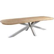 Noas dining table 220x100 cm oval aluminium salix/teak