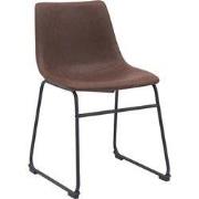 LABEL51 Eetkamerstoel Risto - Bruin - Stof, metaal & hout - Zwart Meta...