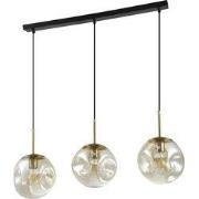 QUVIO Hanglamp eettafel - 3 lichtspunten - Glazen bollen - Langwerpig ...