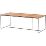 Quatro Tafelframe Frost Grey met Teak Tafelblad 220 x 95 cm