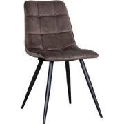 LABEL51 Eetkamerstoel Bistro - Taupe - Fluweel - Zwart Metalen Frame