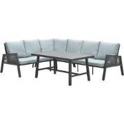 Andrea lounge-diningset - 4-delig - links - carbon black - mint grey