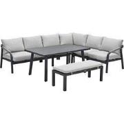Lounge-diningset Monti - zwart - 7-persoons - aluminium