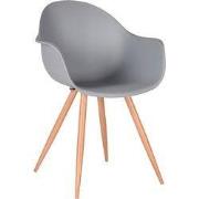LABEL51 Eetkamerstoel Parma - Grijs - Kunststof - Naturel Houtlook Fra...