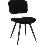 LABEL51 Eetkamerstoel Ted - Zwart - Teddy - Zwart Metalen Frame