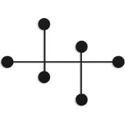 Kapstok voor aan de muur met 6 haken in zwart metaal H60 cm  DAMA