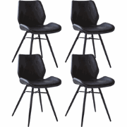Set van 4 Eetkamerstoelen Beau Industrieel Zwart Kunstleer - Zonder Ar...