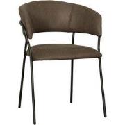 LABEL51 Eetkamerstoel Luuk - Moss - Micro Suede - Zwart Metalen Frame