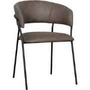 LABEL51 Eetkamerstoel Luuk - Taupe - Micro Suede - Zwart Metalen Frame