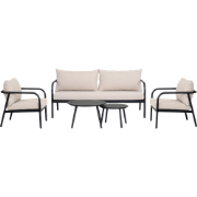 Manu tuin loungeset zwart 5delig - tweezitsbank, twee fauteuils en twe...