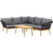 Pam tuin loungeset grijs - hoekbank en salontafel - met zitkussens