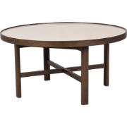 Marsden ronde houten salontafel bruin met beige keramieken tafelblad -...