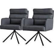 Eetkamerstoel set van 2 antraciet draaibaar met afneembaar rugkussen g...
