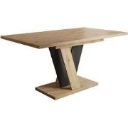 Meubella - Eetkamertafel Velluto - Eiken - Zwart - 160 cm - Uitschuifb...