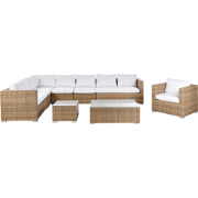 XXL - Loungeset voor 8 - Lichtbruin/Gebroken wit - PE rotan