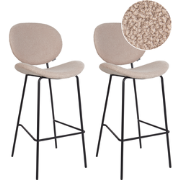 LUANA - Barkruk set van 2 - Lichtbeige - Bouclé