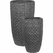 CEDRUS - Bloempot set van 2 - Zwart - PE rotan