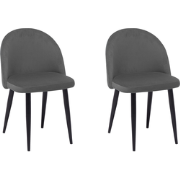 VISALIA - Eetkamerstoel set van 2 - Grijs - Fluweel