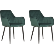 WELLSTON - Eetkamerstoel - Donkergroen - Fluweel