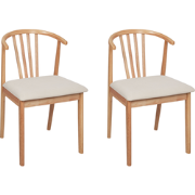 CRAIG - Eetkamerstoel set van 2 - Lichtbeige - Licht Hout