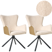 NOVI - Set van 2 eetkamerstoelen - Lichtbeige - Bouclé