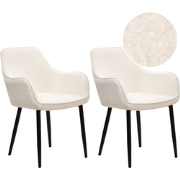 ALDEN - Eetkamerstoel set van 2 - Wit - Bouclé
