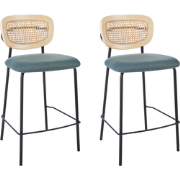 MAYETTA - Barkruk set van 2 - Blauwgroen - Polyester
