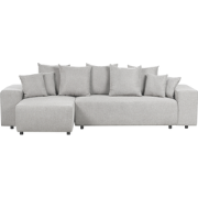 LUSPA - Hoekbank met opbergruimte - Lichtgrijs - Rechtszijdig - Stof