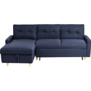 FLAKK - Hoekslaapbank - Marineblauw - Rechts - 232 cm - Polyester