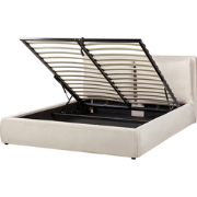 BAJONNA - Bed met opbergruimte - Lichtbeige - 160 x 200 cm - Polyester