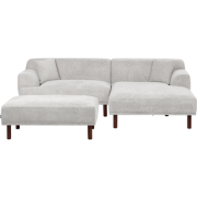 HOLT - Hoekbank met ottomaan - Lichtgrijs - Linkszijdig - Polyester