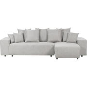 LUSPA - Hoekbank met opbergruimte - Lichtgrijs - Linkszijdig - Stof