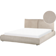 VINAY - Tweepersoonsbed - Taupe - 160 x 200 cm - Corduroy