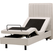 DUKE II - Bed verstelbaar - Lichtbeige - 80 x 200 cm - Polyester