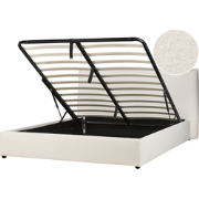 LAVAUR - Bed met opbergruimte - Gebroken wit - 160 x 200 cm - Bouclé