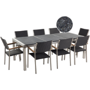 GROSSETO  - Tuinset voor 8 Rotan - Grafietgrijs - Graniet