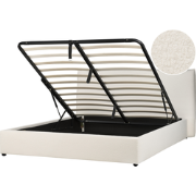 LAVAUR - Bed met opbergruimte - Gebroken wit - 180 x 200 cm - Bouclé