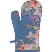 Clayre & Eef Ovenwant Blauw Katoen Bloemen