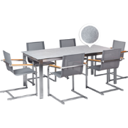 COSOLETO - Tuinset 6 persoons - Grijs - Graniet/Glas