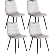 ARGYLE - Eetkamerstoel set van 2 - Lichtgrijs - Fluweel