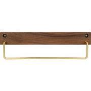QUVIO Wand handdoekenhouder - donker hout + goud - 28 CM