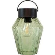 Solar glazen retro lamp groen 12x16 cm