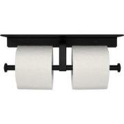 QUVIO Toiletrolhouder dubbel met een plankje - Metaal - Zwart
